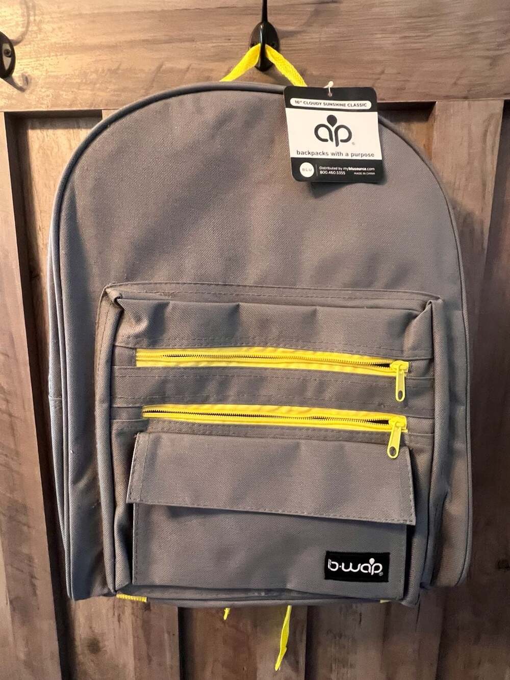 B-Wap 16" Cloudy Sunshine Classic Backpack Gray Yellow